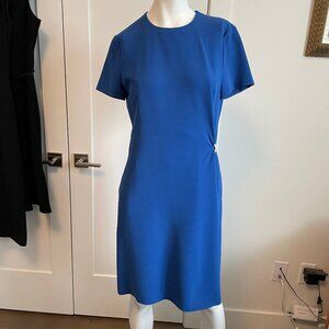 Boss Hugo Boss Dirani Luxury SS Midi Triacetate Poly Blend Lined Dress Blue Sz 6